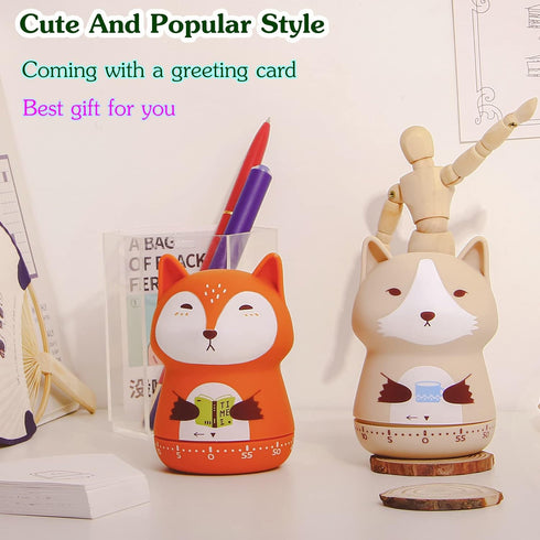Mechanical Kitchen Timer, Cute Animal Timer for Kids, 60 Minutes Manual Countdown for Cooking