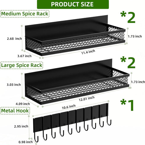Umomi 5 Pack 10-Hook Magnetic Spice Rack for Refrigerator, Magnetic Shelf for Refrigerator, Moveable Fridge Magnetic