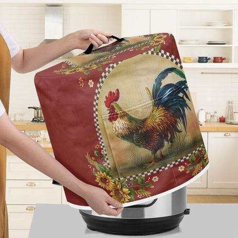 Sunflower Rooster Kitchen Pressure Cooker Protector, Lightweight Dust Cover for Small Appliances with Handles & Pockets