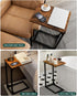 C-Shaped Side Table for Couch - Small Coffee Stand Sofa Tray Desk with Metal Frame and Waterproof Scratch Resistant