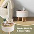WBKATN Small Ottoman Footrest, White Boucle Foot Stool, Round Pouf Ottoman with Storage, Teddy Velvet Foot Rest