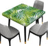 RenteriaDecor Summer 42"x42" Square Palm Leaves Fitted Tablecloths, Watercolor Tropical Plant Leaf Print Elastic Edged