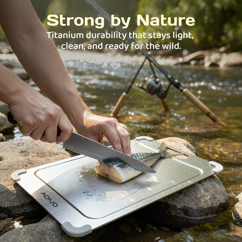 ADIVO 100% (15.3x11) Pure Titanium Cutting Board for Kitchen, Double-Sided Titanium Cutting Board with Juice Groove