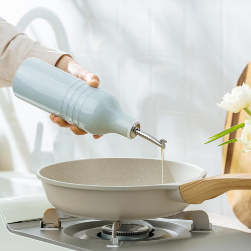 16oz 1 famiware Jupiter Ceramic Olive Oil Dispenser Bottle, Piece Oil Dispenser for Kitchen with Stainless Steel
