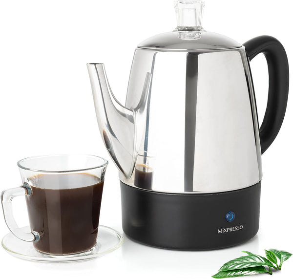 Mixpresso Small Electric Percolator Coffee Pot 4 Cup Stainless Steel - Coffee