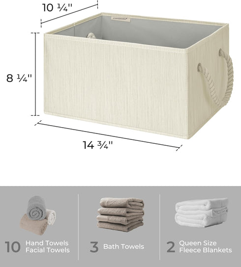 StorageWorks Large Storage Baskets for Organizing, Foldable Fabric Storage Bins with Handles, 3-Pack
