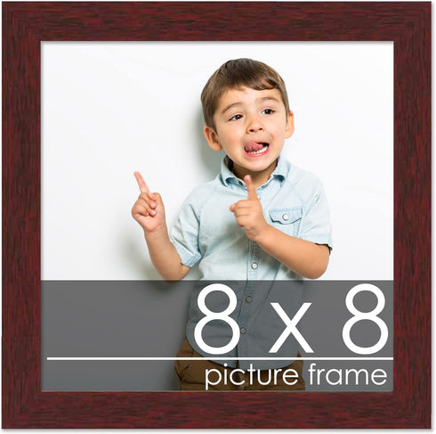 Poster Palooza 8x8 Brown Mahogany Finish Solid Pine Wood Picture Frame with UV Acrylic & Hanging Hardware