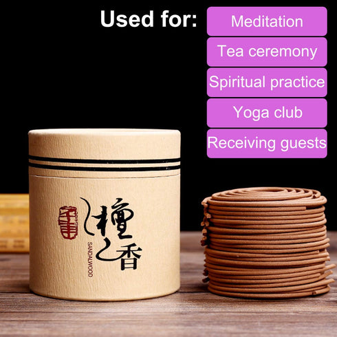 Sandalwood Coils Incense Natural 48 Pieces for Indoor Aroma Home Decor