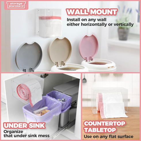 Storage Standard 10.5'' 7'' 7''- Trash Bag Holder Dispenser x x Acrylic Bags Dispensing Roll Organizer Holder, Garbage