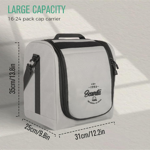 Large Hat Bag for Baseball Caps, Portable Organizer for Traveling & Moving, Holds 12-16 Caps, Grey