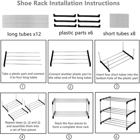 Stackable Small Shoe Rack, 3-Tier Storage and Organization for Entryway, Hallway, and Closet