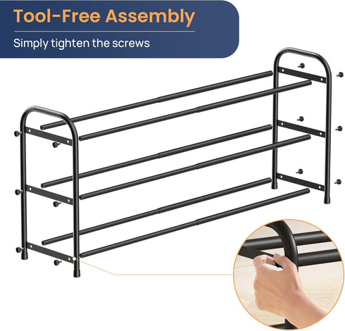 3 Closet, Closet, ENJOYBASICS Expandable Shoe Rack, Tier Adjustable Shoe Organizer Shelf for Black Metal Free Standing