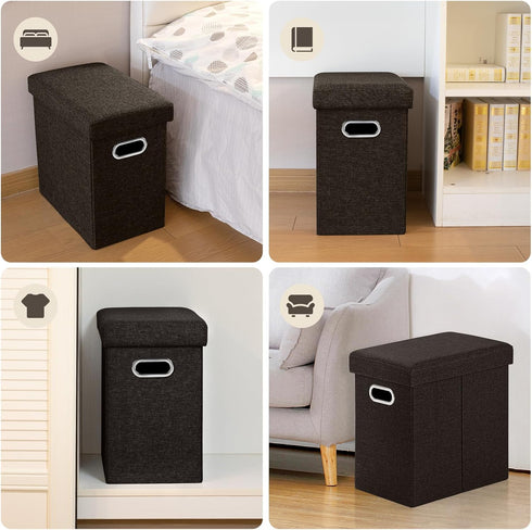 16.5x16.5x10.6in COSYLAND Ottoman with Storage Collapsible Fabric Ottoman Footrest Foot Stool for Room Small Slim Tall