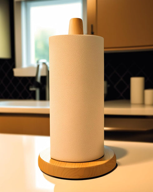 Wooden Paper Towel Holder Stand, Kitchen Paper Hanger Rack, Bathroom Towel Roll Organizer for Countertop