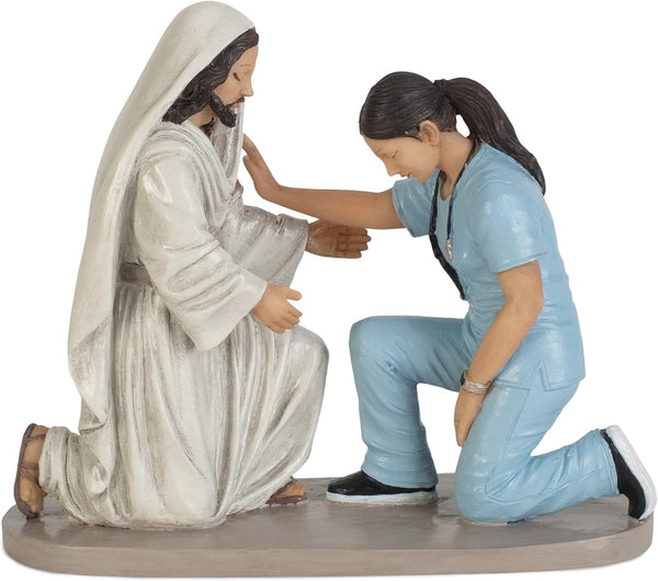Dicksons Praying Nurse with Jesus 5 x 6 Resin Decorative Tabletop Figurine