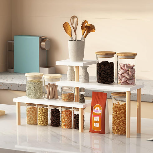 ,3 ,Countertop Small Plant Stand Shelf Tiers Wood Long Desktop Flower Pot Holder Racks for Window Sill,Table Organizer