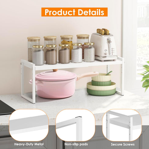 Countertop 1-Tier) DOLALIKE Expandable Kitchen Organizer, Stackable Cabinet Shelf Organizers, Space Saving Spice Rack