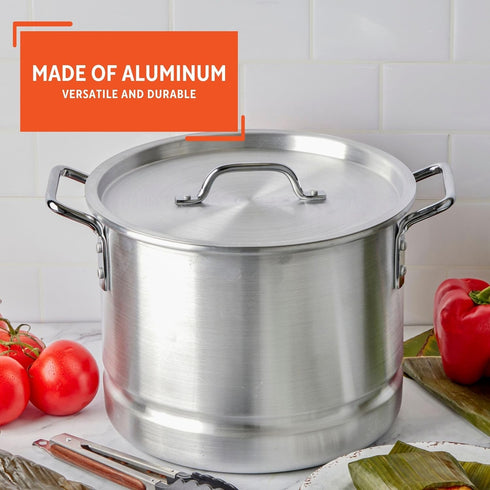 IMUSA Aluminum Steamer with Rack, 24 Qt, Silver