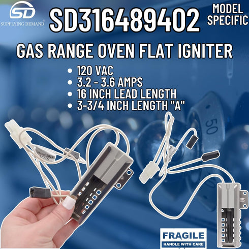 316489402 5304509706 Gas Range Oven Flat Igniter Replacement by Supplying Demand, Model Specific