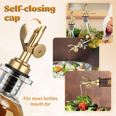 Xelsluthe 2 PCS Weighted Stainless Steel Bottle Pourers, Olive Oil Dispenser Spout, Self Closing Liquor Pour Spout