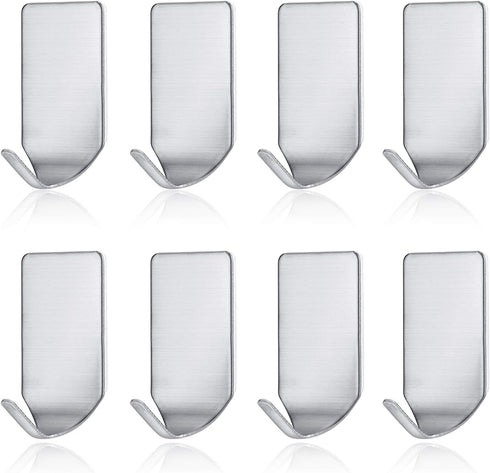 Heavy Duty Adhesive Hooks Wall Hangers Waterproof Stainless Steel Sticky Hook for Kitchen Utensils, Keys, Robe, Coat,
