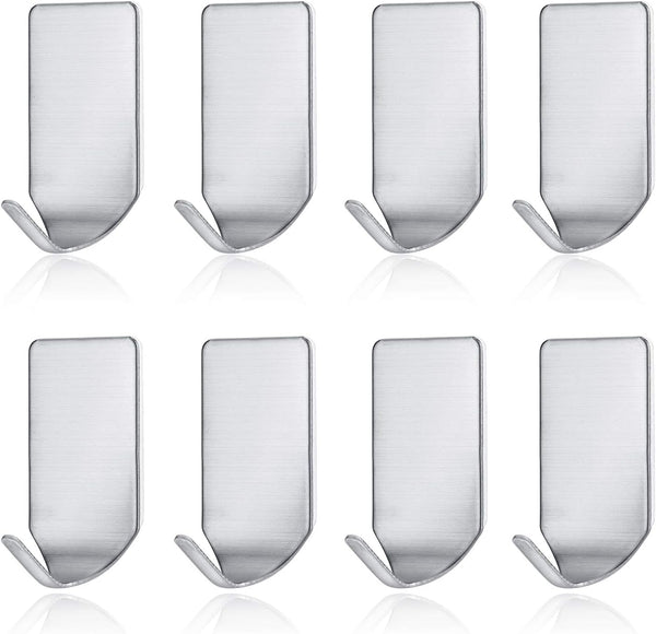 Heavy Duty Adhesive Hooks Wall Hangers Waterproof Stainless Steel Sticky Hook for Kitchen Utensils, Keys, Robe, Coat,