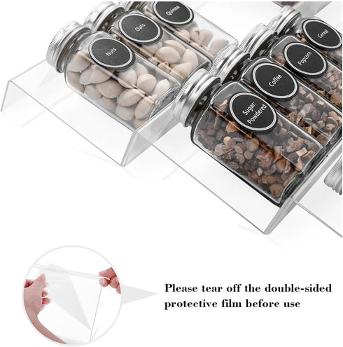 Mulush Acrylic Spice Rack Tray - Spice Drawer Organizer for Kitchen Cabinets Storage and Organization (Jars Not
