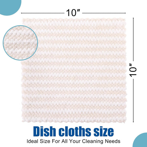 Homaxy 12 Pack Kitchen Dish Cloths, Ultra Soft Absorbent Microfiber Cleaning Towels, Non-Linting, 10 x 10 inches, Beige