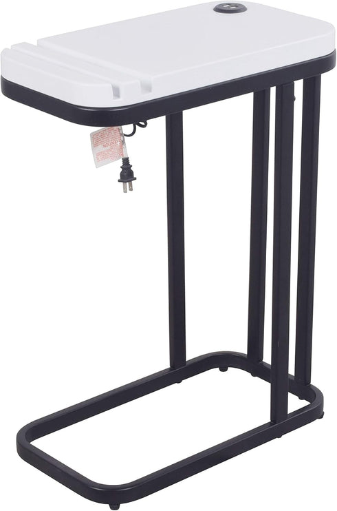 Leisure Space 18" 10" 24H Side Table SeetableSlot with USB Charging Ports CShaped Sofa Side Table with Device Slot