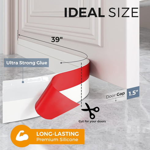 GroTheory 2 Pack Door Draft Stopper, Under Door Sweep for Exterior & Interior Doors, Weather Stripping Door Seal, White