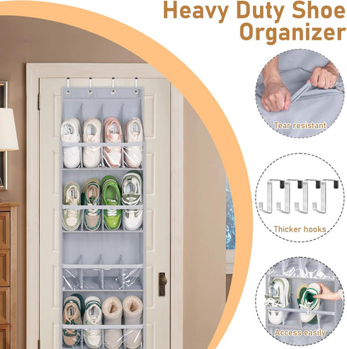 20 Closet 13 MISSLO Pairs Over the Door Shoe Organizer for Narrow Hanging Shoe Rack for Door Hanger Deep Pocket Door