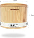 Salt Box Bamboo Salt Container with Swivel Lid and Spoon, Small Spice Cellar with Magnetic Seal - 8 oz Capacity