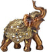 Golden Elephant Statue - Resin & Wood Grain Collectible Figurine, Feng Shui Lucky Sculpture for Home TV Cabinet