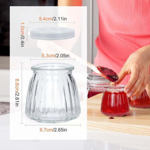 4oz 40Pack, (Set 40) Small Glass Jars Clear Glass Pudding Jars with PE Lids and Tags, Spice Jars/Glass Jelly
