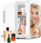 Mini Fridge Skincare with Dimmable LED Light Mirror, 4L/6Can Cooler & Warmer Mini Fridge for Skincare and Makeup,
