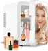 Mini Fridge Skincare with Dimmable LED Light Mirror, 4L/6Can Cooler & Warmer Mini Fridge for Skincare and Makeup,
