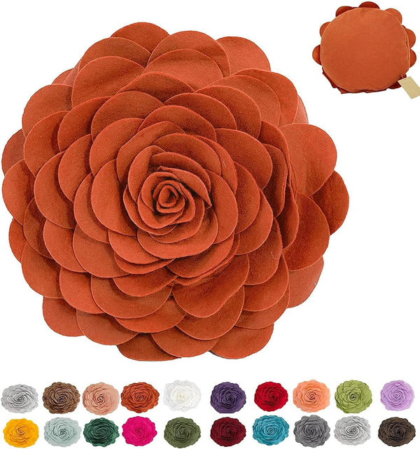 Fennco Styles Eva's Flower Garden Decorative Filled Throw Pillow | 13" Round | Terracotta Floral Accent