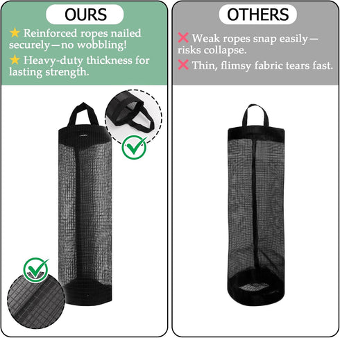 ZUFECY 1 Grocery Bag Holder, Breathable Mesh Bags Dispenser Organizer Trash Bags, Black Hanging Storage Dispensers - Pc