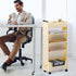 5 AGTEK Tier Rolling Utility Cart, Book Cart with Wheels, Office Book Carts with Divided Top Shelf for Organizing Books