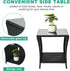 Bonnlo 46x46x50cm Outdoor Coffee Table, Small Garden Side Table with Glass Top and Shelf Underneath, Outside Patio