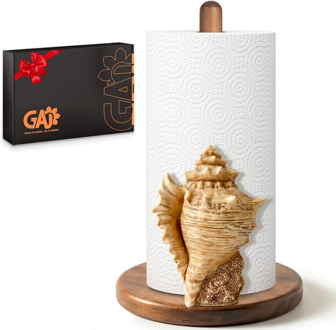 GAJ Conch Paper Towel Holder - Coastal/Beach/Ocean Decor for Kitchen Bathroom Home Countertop