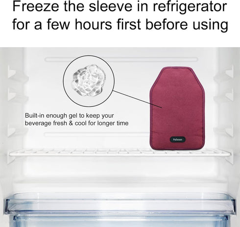 Portable Wine Cooler Sleeve, Reusable Chiller for 750ml Standard Size Bottles, Burgundy