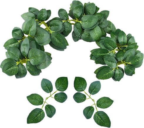 Meiliy 60pcs Bulk Artificial Greenery Rose Leaves for DIY Wedding Bouquets, Centerpieces, Party Decorations, Rose Vine