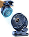 3.5" Rechargeable Clip On Fan Small Portable with Strong Clamp Grip, 3-Speed & LED Display, Blue
