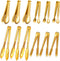 Gold 12 Pieces Mini Serving Tongs, Stainless Steel Appetizer Tongs, Cooking Tong for Salad, Buffet, Party, 5 Inch, 9