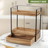 Auysbytdd 2-Tier Countertop Counter Bathroom Organizer with Drawer, Wood Shelf for Storage, Cosmetic Storage Vanity
