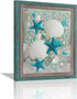 citari Coastal Wall Art - Starfish and Shells Canvas Print for Beach Bathroom and Bedroom Decor