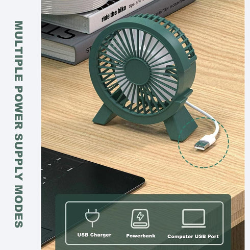 USB Fan 5in Mini Desk Table Fan, Personal Quiet Fan, Portable Desktop Cooling Fan Powered by USB for Camping, Home,