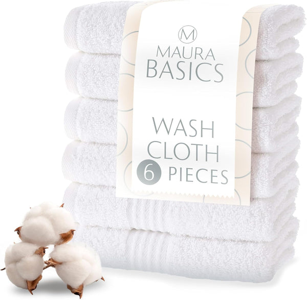 MAURA Basics Turkish Cotton Washcloth Towel Set High Performance Bathroom Essentials with