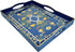 4 15 11 1.9 Boho Blue Decorative Tray, Serving Tray with Handles, Plastic Tray for Coffee Table, Ottoman - Ideal